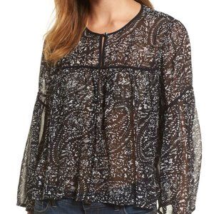 Lucky Brand Plus Bell Sleeve Paisley Print Top 1X
